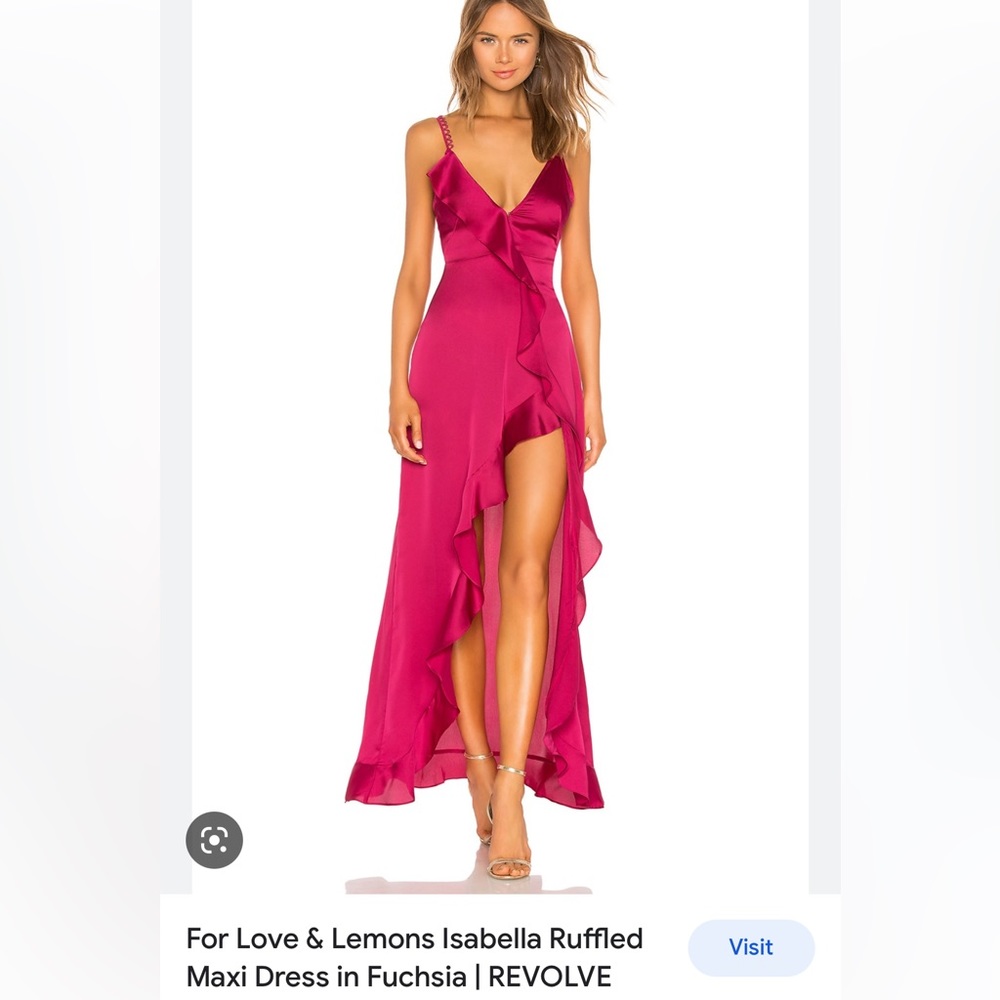 For love and lemons Isabella ruffled maxi dress pink small